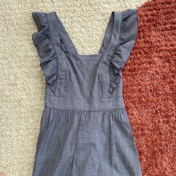 NWT Loft Checked Ruffle Cutout Back Midi Dress - Picture 3 of 11